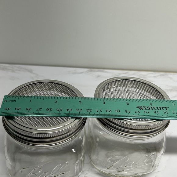 Ball  Mason 1/2 pint Clear Jars With SPROUT Lids Lot Of 2 - Picture 6 of 7